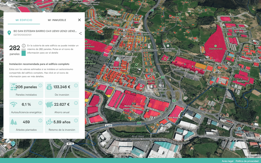 Derio lanza su nuevo Mapa Solar para conocer el potencial fotovoltaico de cada vivienda